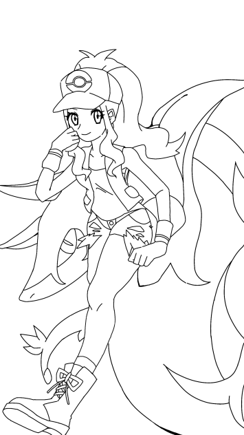 トウコとジャローダ 線画 Ibispaint