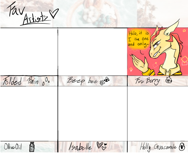 Fave artists for Blake (unknown_alien)!
