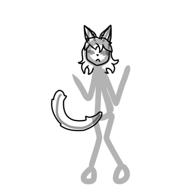Kitty cheering (outline sketch)