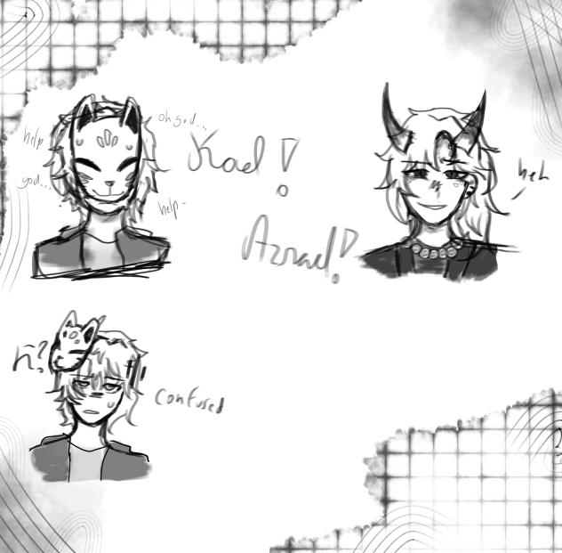 OC doodles! (Au) - Kael and Azrael