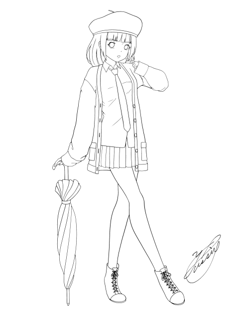 Sunny girl（線画）