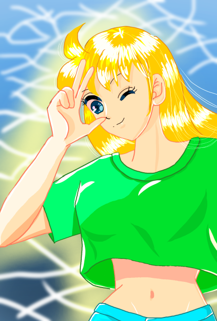 アニメ塗り？練習 海と女の子