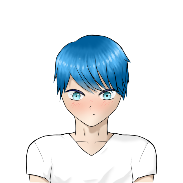 Boy with blue hair and eyes - ibisPaint