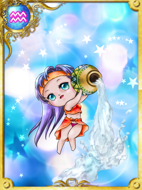 シリーズ１２星座 みずがめ座をカード風に描いてみた
