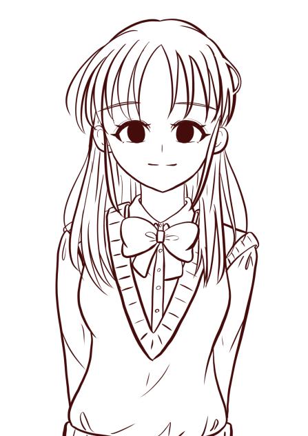 制服の女の子　線画