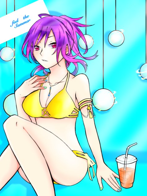 夏っぽい(線画お借りしました)