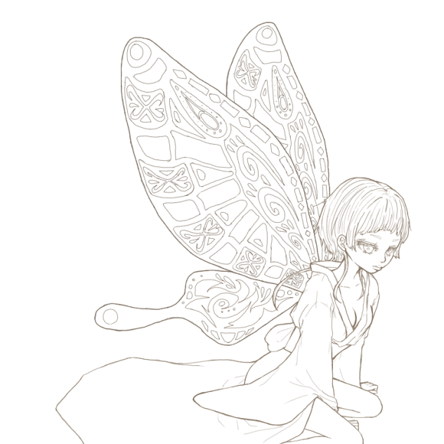 【線画】蝶
