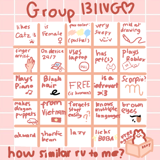 'Teh Cardboard Cats' Group Bingo!