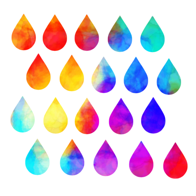 水と炎のしずくスタンプ(虹色)