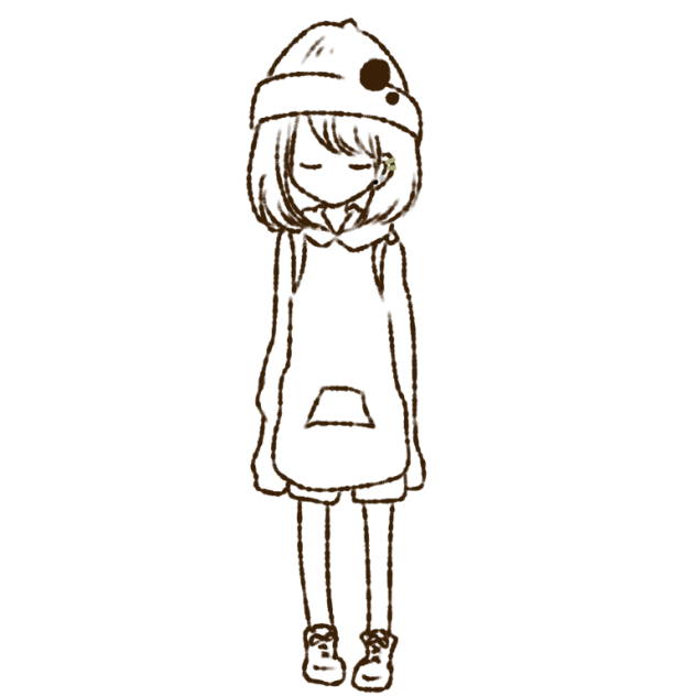 【線画】ボブっ子