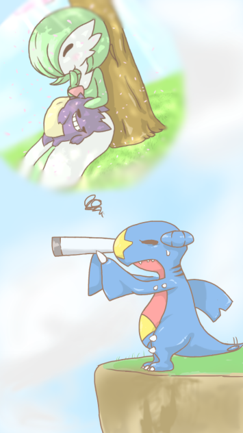 ゲンガーに嫉妬するガブリアス