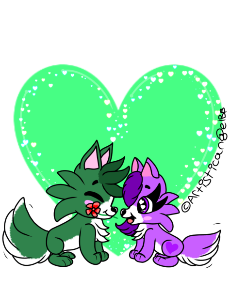 Green X Purple Dogs In Love - Speedpaint