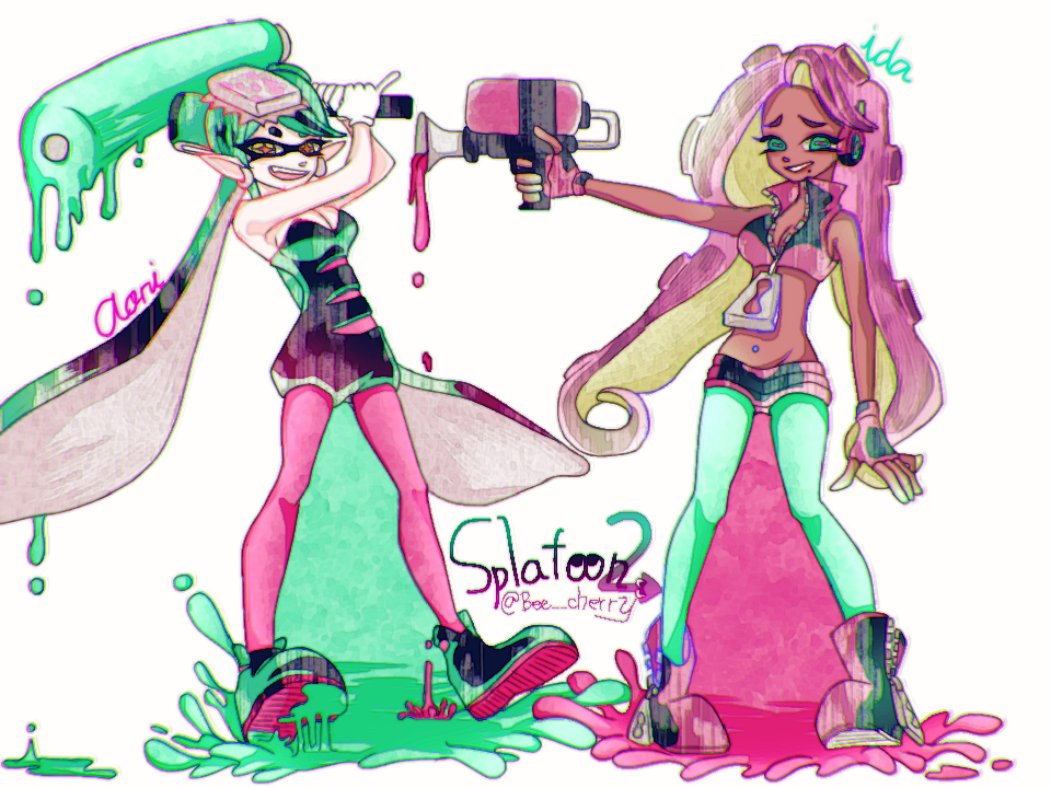 アオリちゃんとイイダちゃん Ibispaint