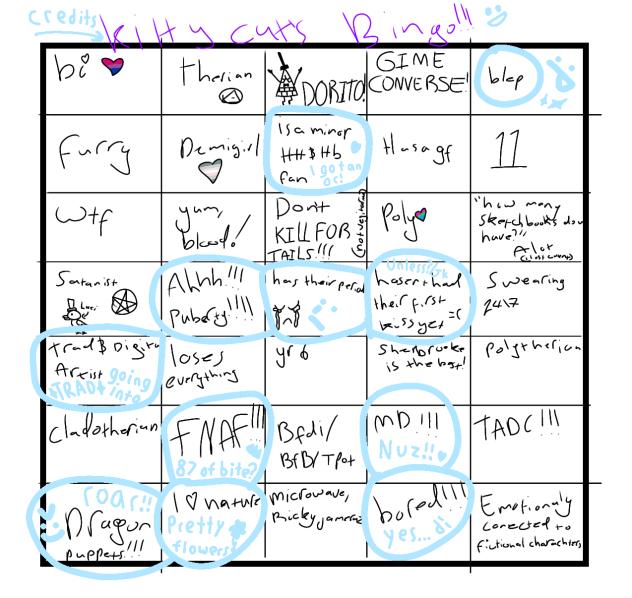 Doing a silly fun little bingo!