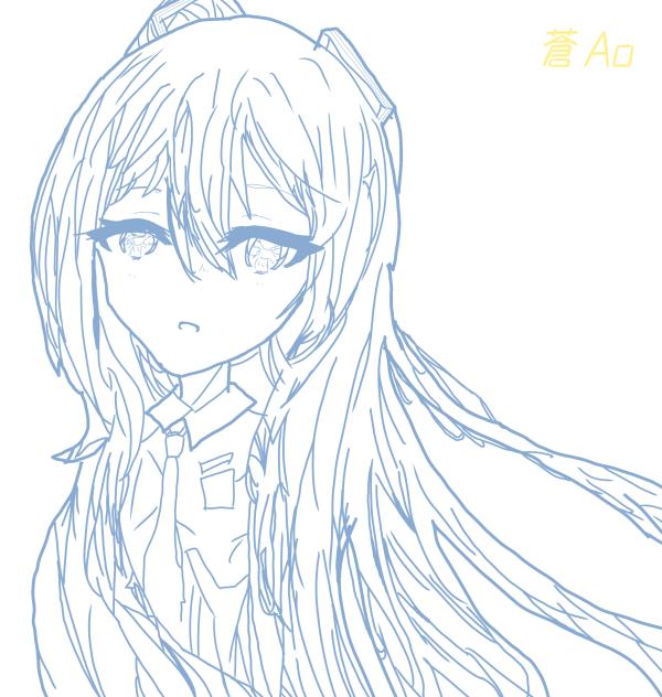 線画　ミクちゃん