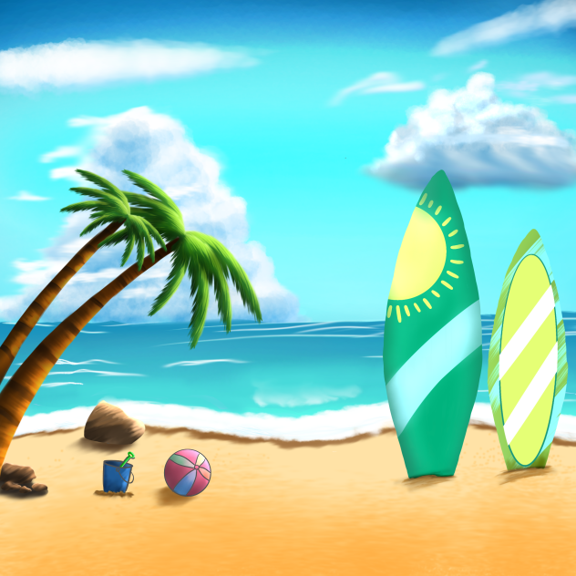summer beach scene