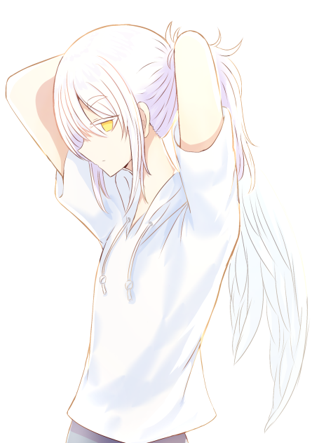 髪をくくるエル