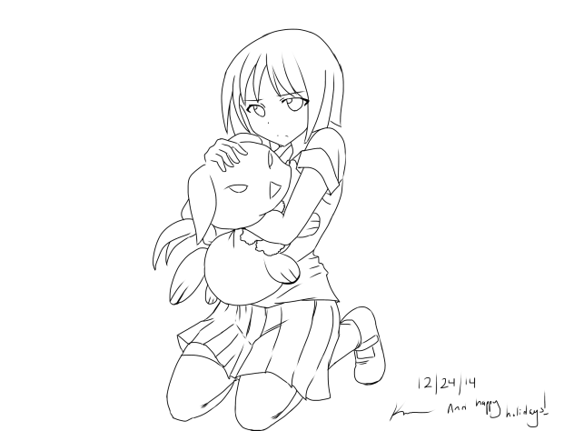 Anime girl with doll