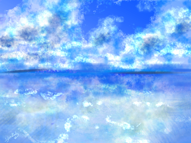 背景、湖