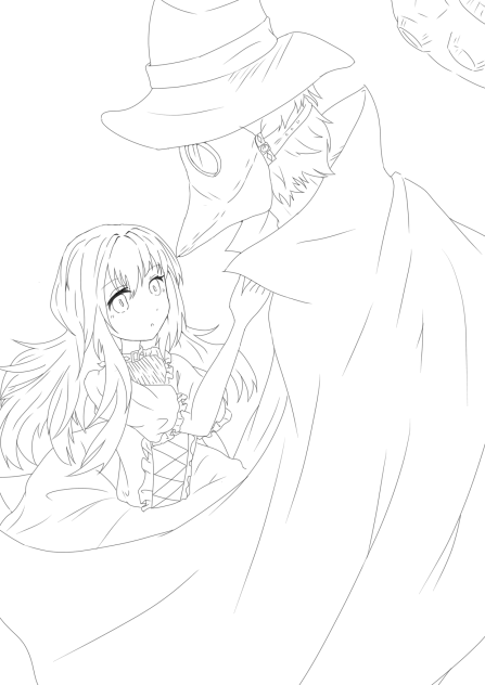 Plague mask 線画
