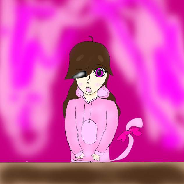 Girl in cat hoodie w tail