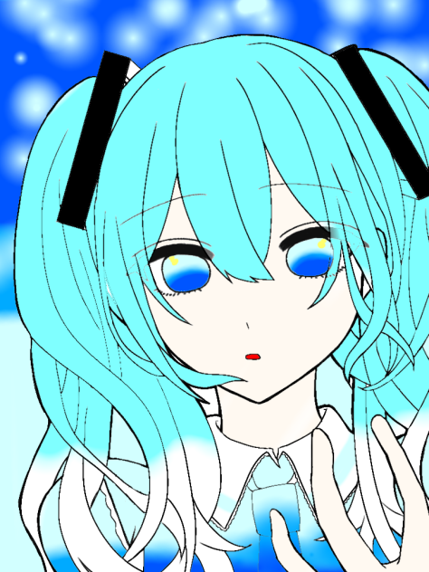 初音ミク(フリー線画)青色