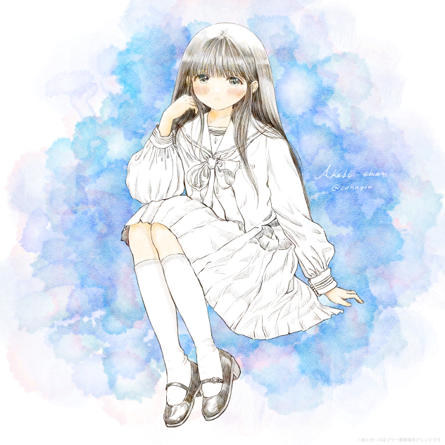 オフホワイトセーラー服の明日ちゃん。