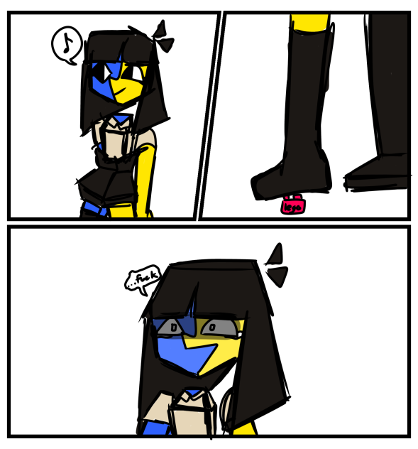 she stepped on a lego...