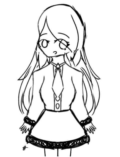 A Cute Girl with a Straight Tie Sketch