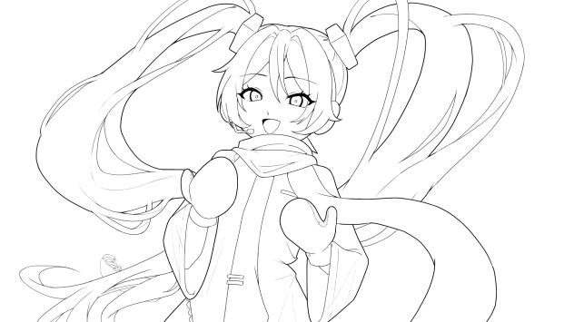 雪ミク　線画