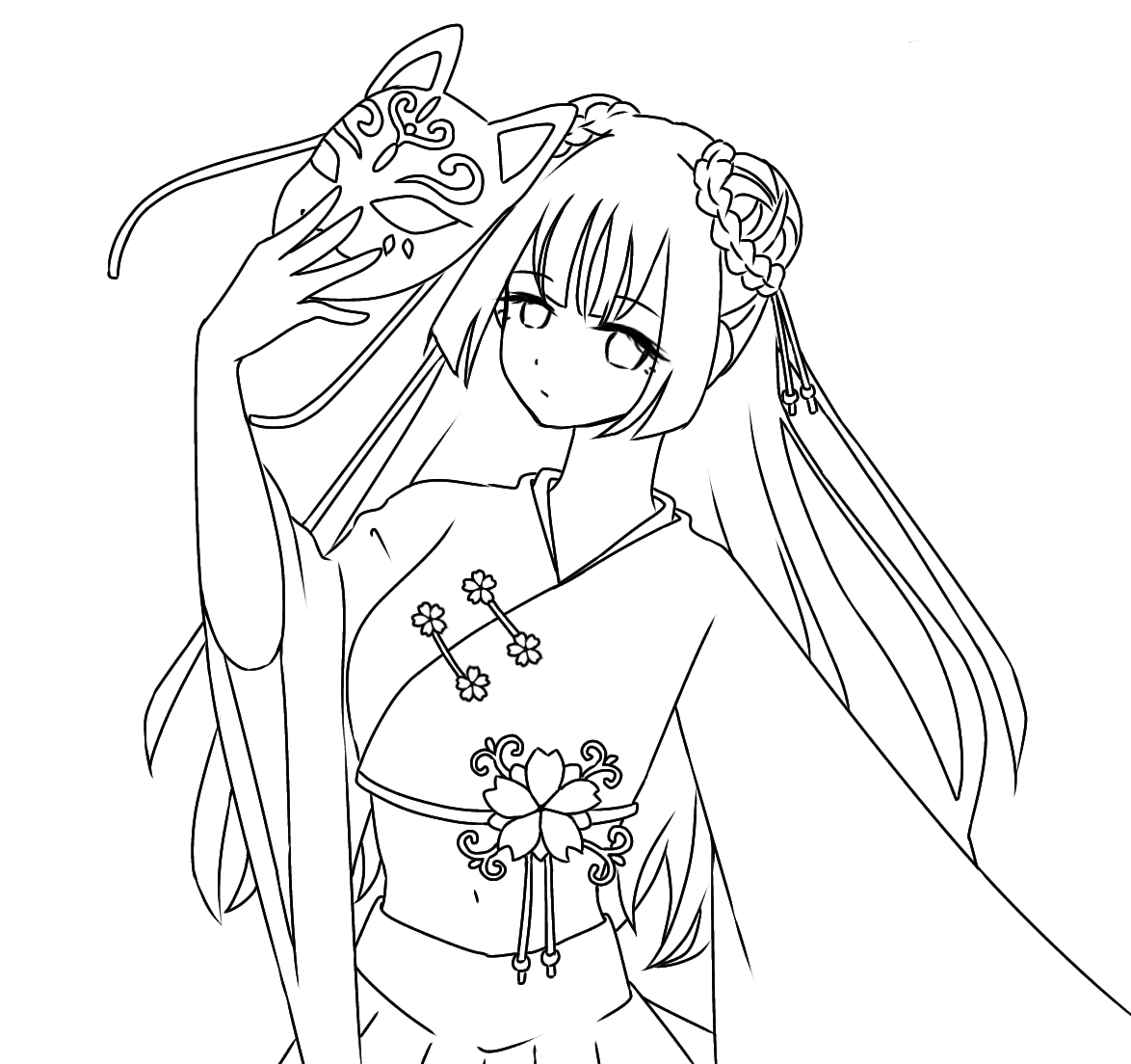 【絵】和歌、神秘的なキャラクターの線画アート 絵】和歌、神秘的なキャラクターの線画アート 絵】和歌、神秘的な