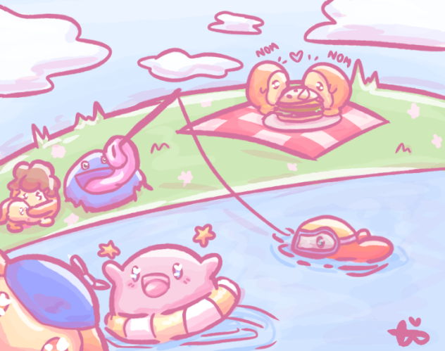 REPOST of pool party with the Kirb