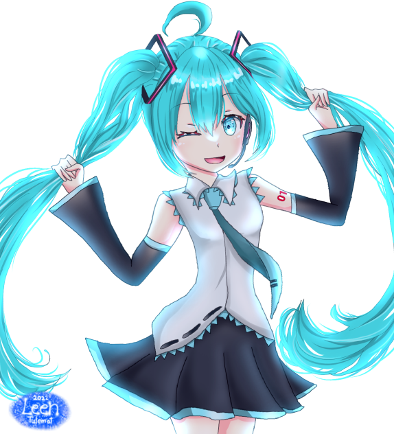 髪の毛で遊ぶ初音ミク