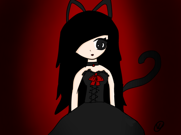 Gothic cat girl !Speedpaint!