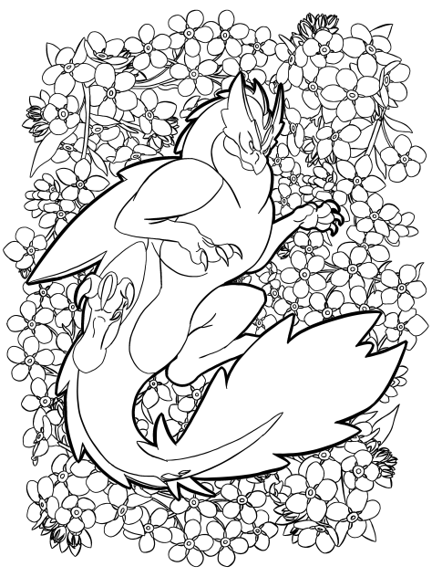 Volcano dragon and forget me nots