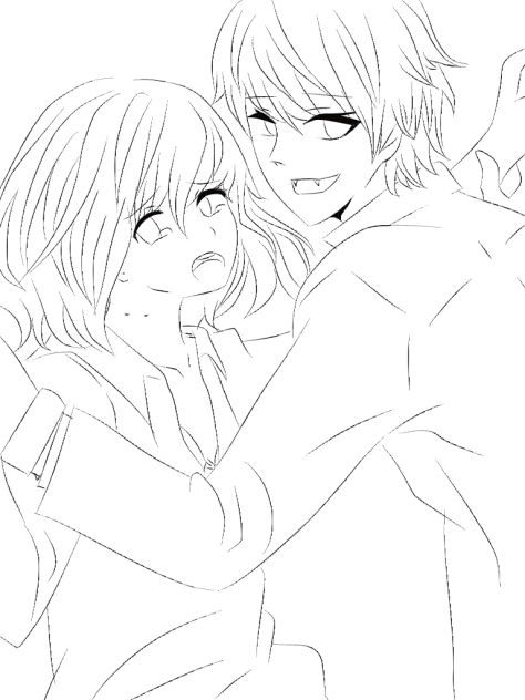 吸血鬼と、少女   【線画】2