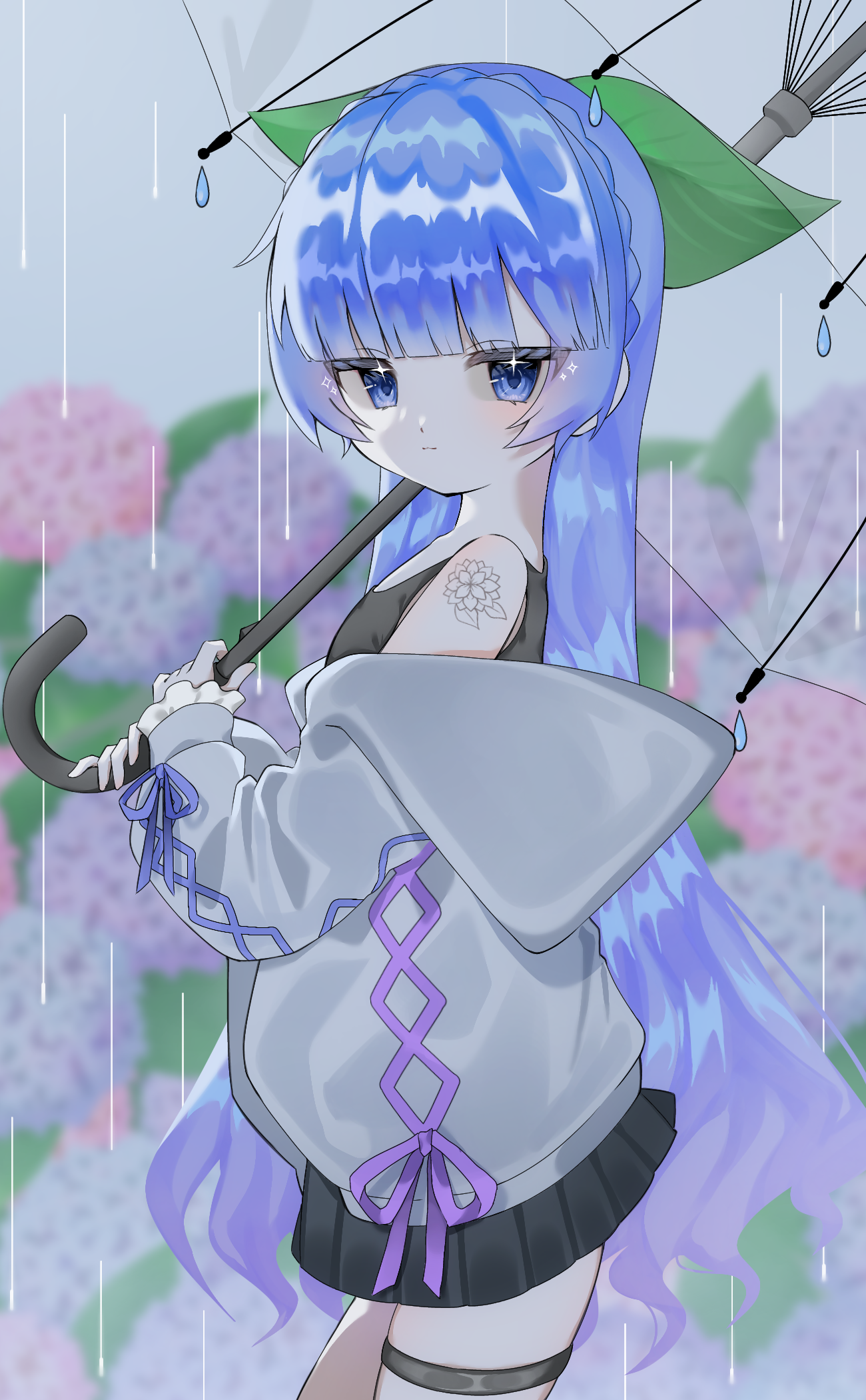 ら*な様 手描きイラスト原画【紫陽花娘】 紫陽花💠💜 #イラスト #女の子イラスト #illust #illustrations