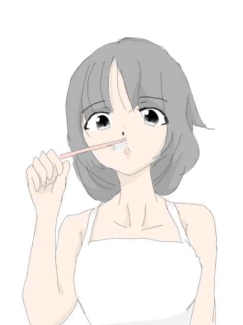 寝起き歯磨き女の子
