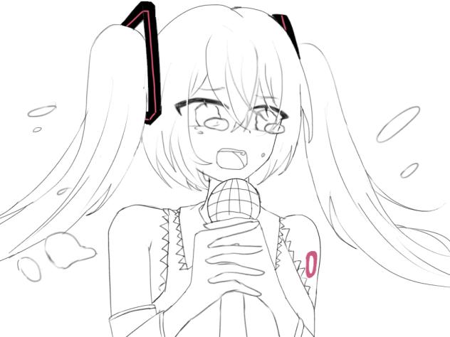 ミクちゃん線画〜