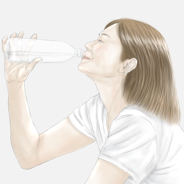 ペットボトル飲料を飲む人