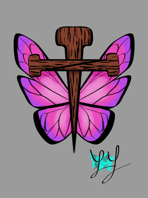 Cross Butterfly Tattoo - ibisPaint