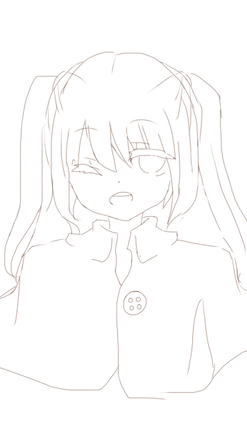 線画 女の子 ストール女子