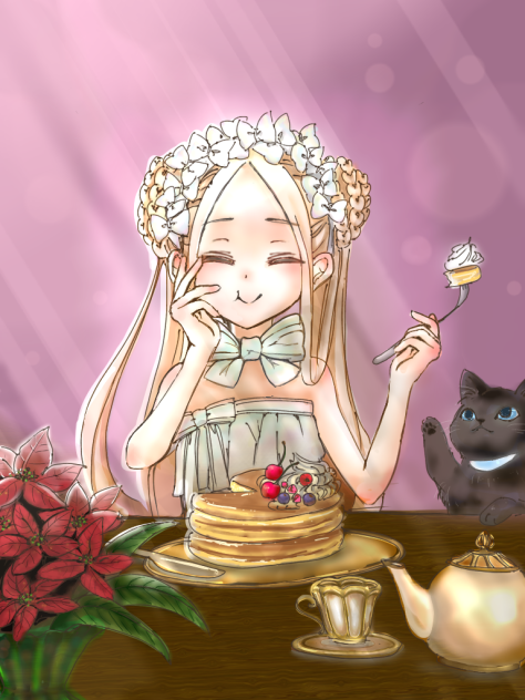 黒猫とパンケーキ食べる！