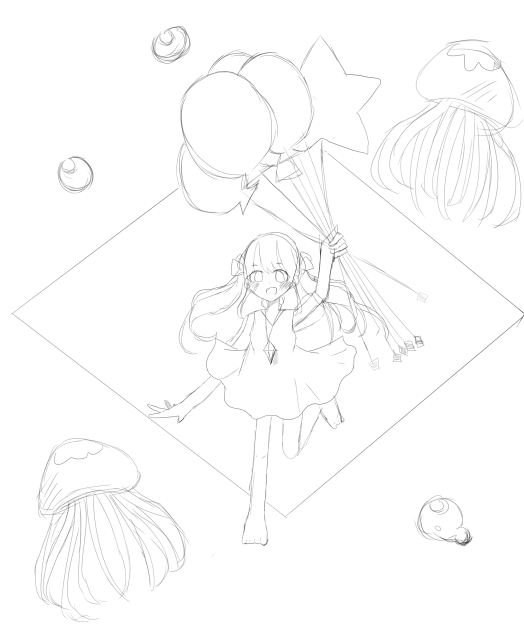 線画、