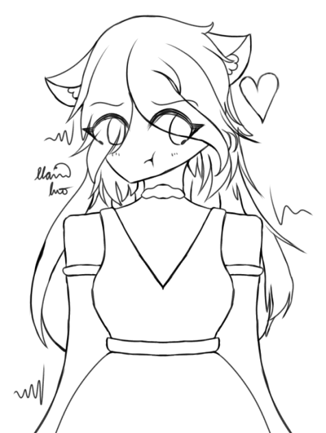 A Flustered Little Wolf Lineart
