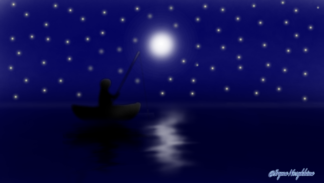 Fisherman on the lake