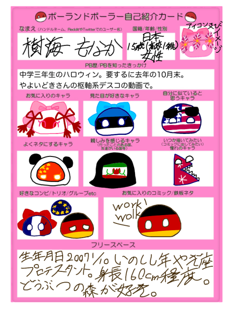 ポーランドボーラー自己紹介カード