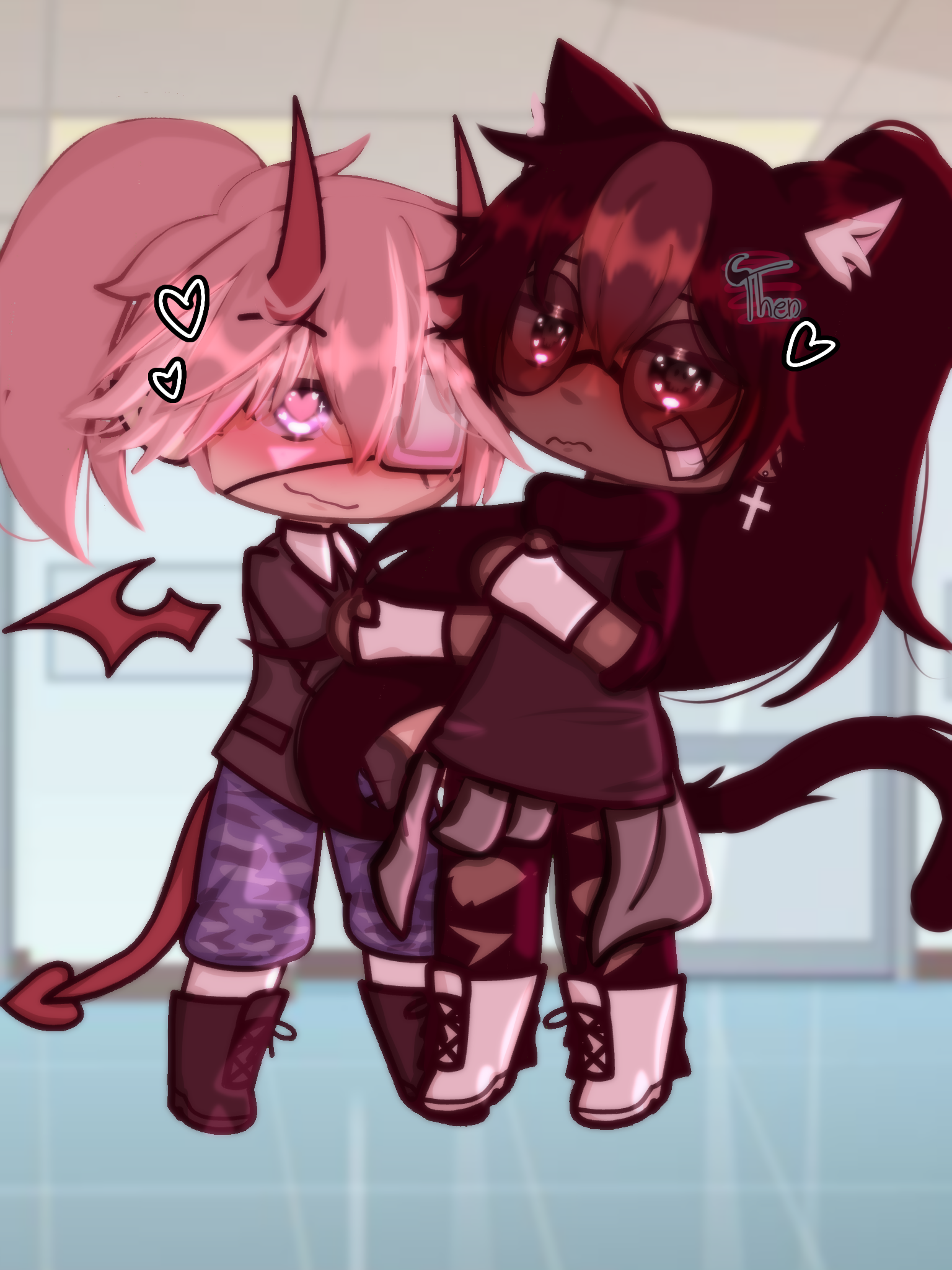 A cat and a demon 💗🖤 - ibisPaint