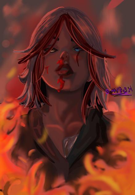 In the flames
