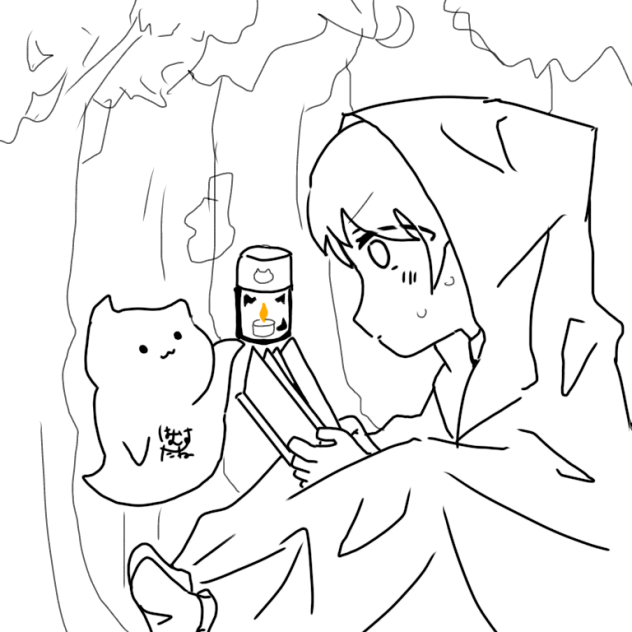 夜の読書〈線画〉